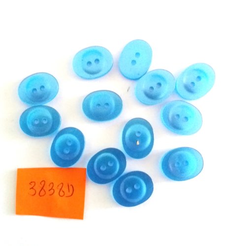 13 boutons en résine bleu - vintage - 11x14mm - 3838d