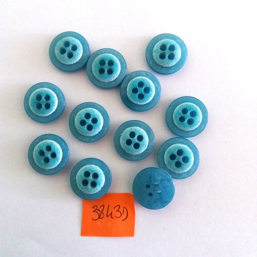 12 boutons en résine bleu dégradé - vintage - 15mm - 3843d