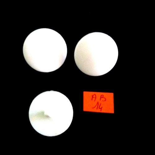 3 boutons en résine blanc - 27mm - ab14