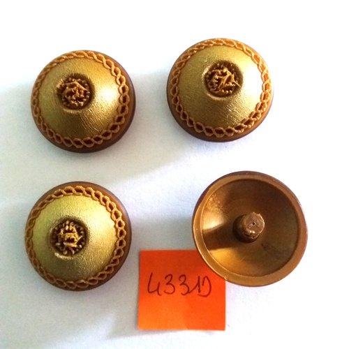4 boutons en résine kaki et marron  - vintage - 23mm - 4331d