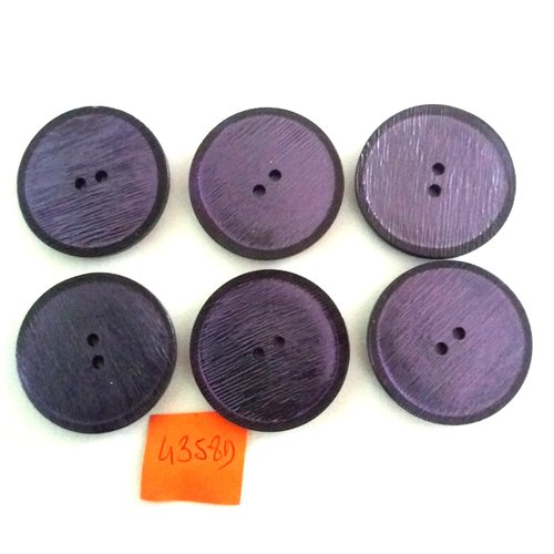 6 boutons en résine violet - vintage - 31mm - 4358d