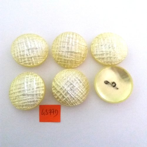 6 boutons en résine jaune clair - vintage - 31mm - 4377d