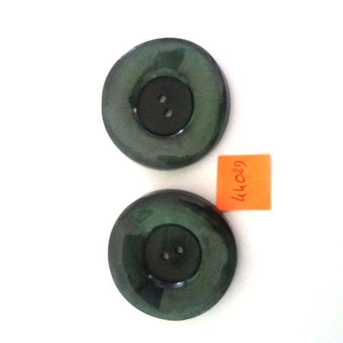 2 boutons en résine vert - vintage - 45mm - 4402d