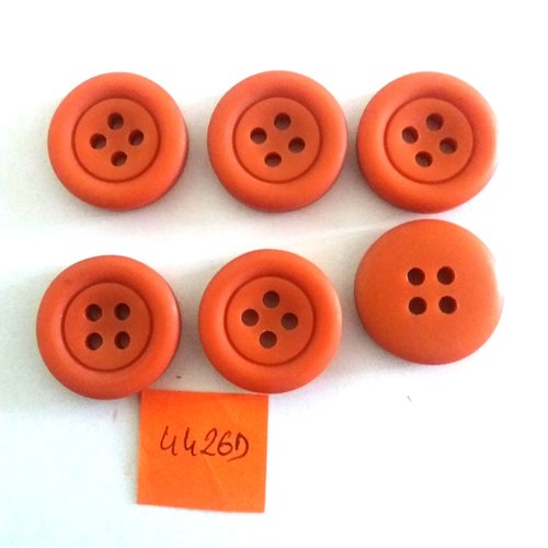 6 boutons en résine marron/orange foncé - vintage - 22mm - 4426d