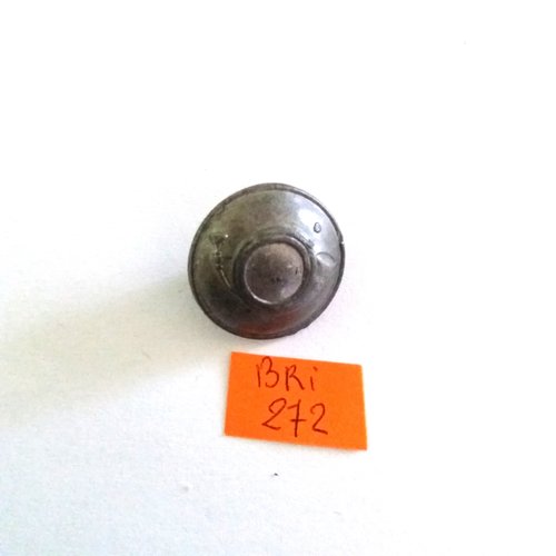 1 bouton en métal argenté - ancien - 22mm - bri272