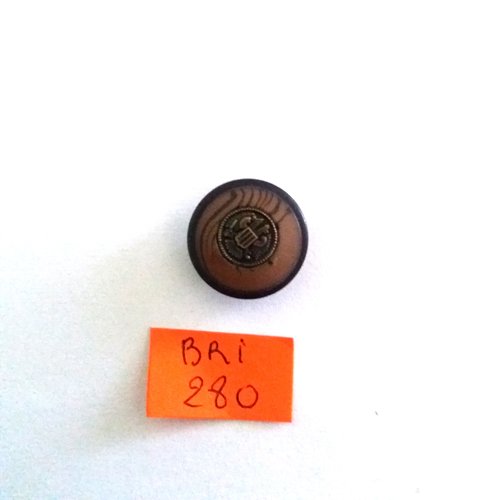 1 bouton en résine marron et noir - 18mm - bri280