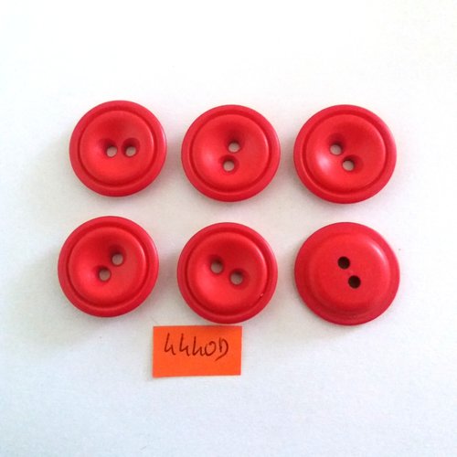6 boutons en résine rouge - vintage - 22mm - 4440d