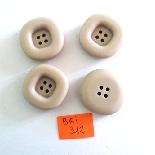 4 boutons en résine gris - ancien - 25x25mm - bri312