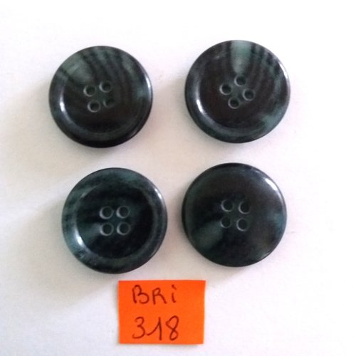 4 boutons en résine gris - ancien - 22mm - bri318