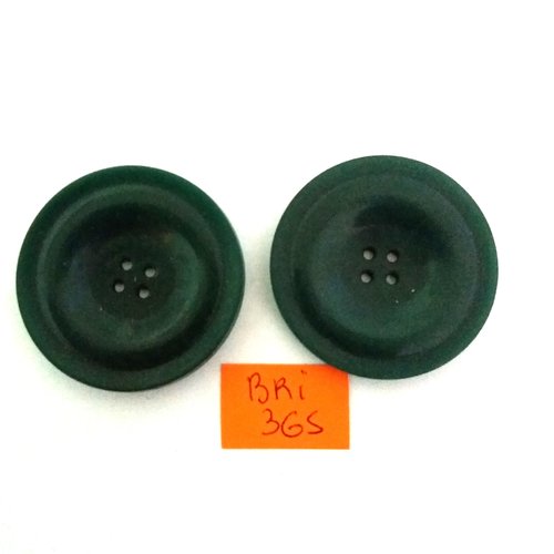 2 boutons en résine vert - ancien -  35mm - bri365