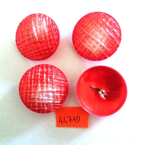 4 boutons en résine rouge - vintage - 30mm - 4471d