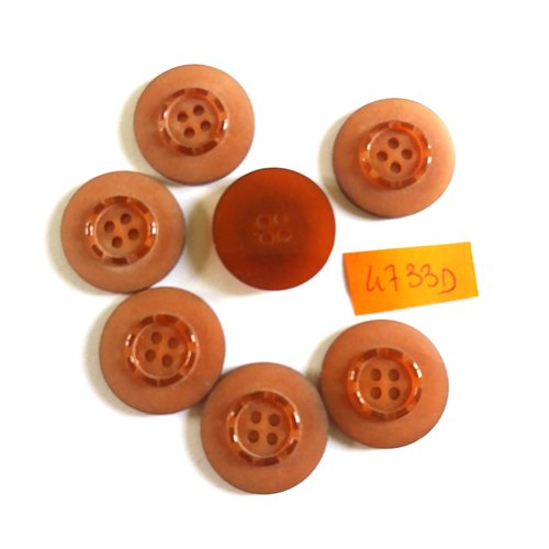 7 boutons en résine marron - vintage - 18mm - 4733d