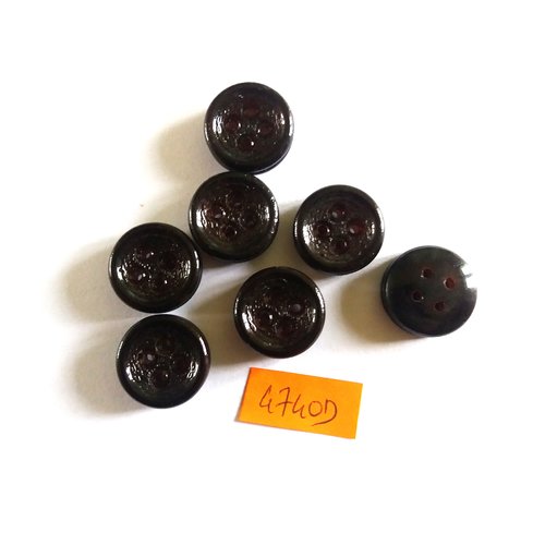 21 boutons en résine marron foncé - vintage - 18mm - 4740d