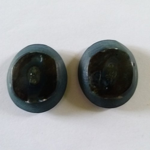 2 boutons de créateur en résine vert/bleu - ancien - 33x38mm - 707mp