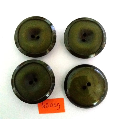 4 boutons en résine vert - vintage - 34mm - 4505d