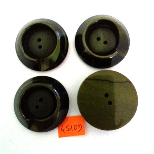 4 boutons en résine vert - vintage - 36mm - 4510d