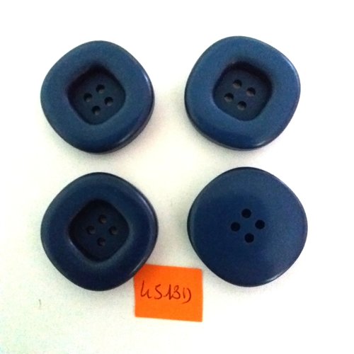 4 boutons en résine bleu - vintage - 29mm - 4513d
