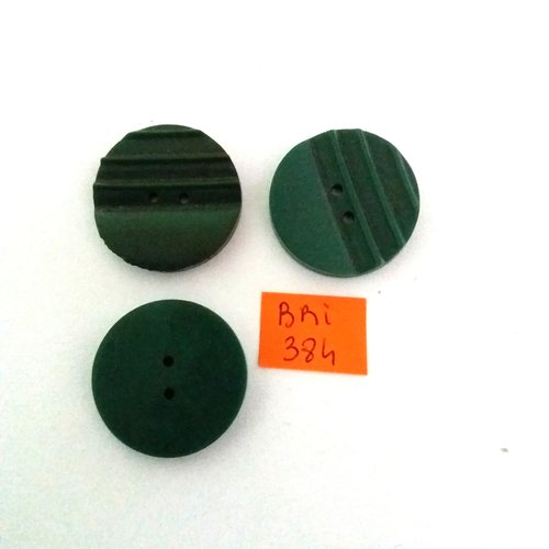 3 boutons en résine vert - ancien - 26mm - bri384