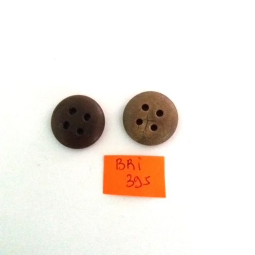 2 boutons en résine marron - ancien - 18mm - bri395