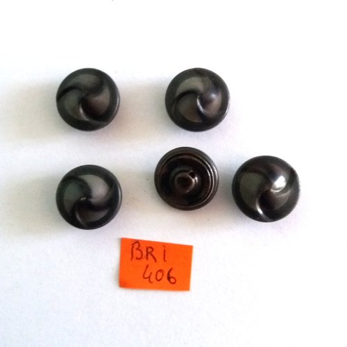 5 boutons en bakélikte gris/vert - ancien - 15mm - bri406