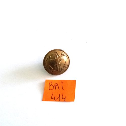 1 bouton en métal doré (une ancre) - ancien - 17mm - bri414