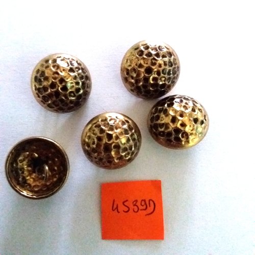 5 boutons en métal doré - vintage - 18mm - 4539d