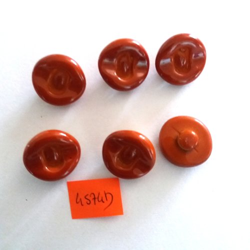 6 boutons en célluloid marron caramel - vintage - 19mm - 4574d