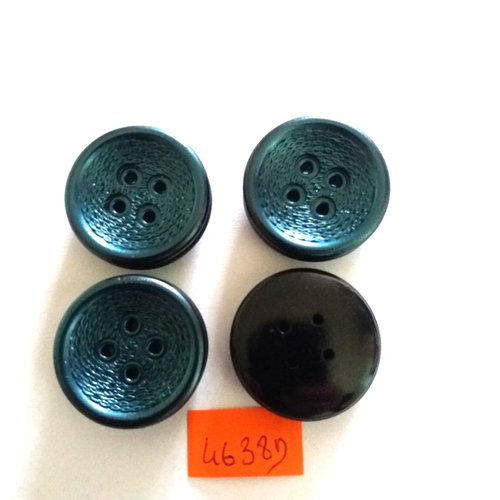 4 boutons en résine bleu - vintage - 29mm - 4638d