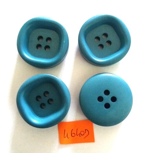 4 boutons en résine bleu - vintage - 31mm - 4640d