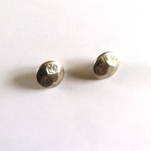 2 boutons en métal argenté - ancien- 14mm - 755mp