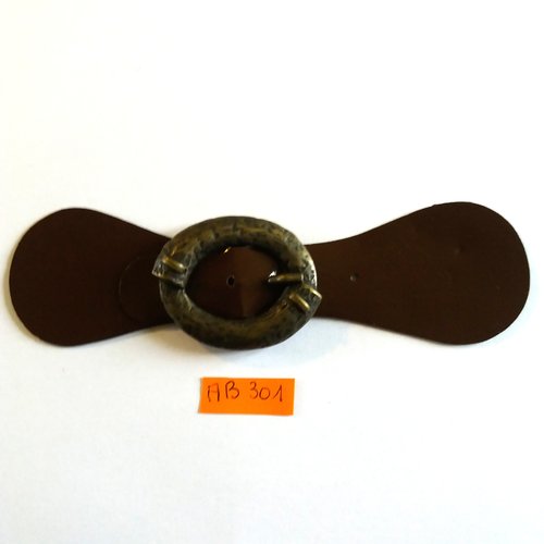 1 bouton brandebourg métal bronze et simili cuir marron - 16.2cm - ab301