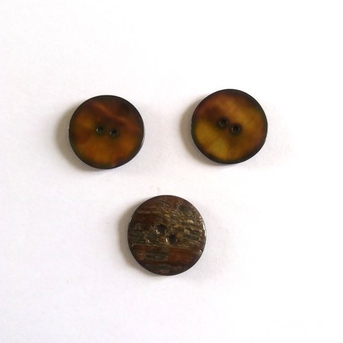 3 boutons en nacre marron - ancien - 22mm - 794mp