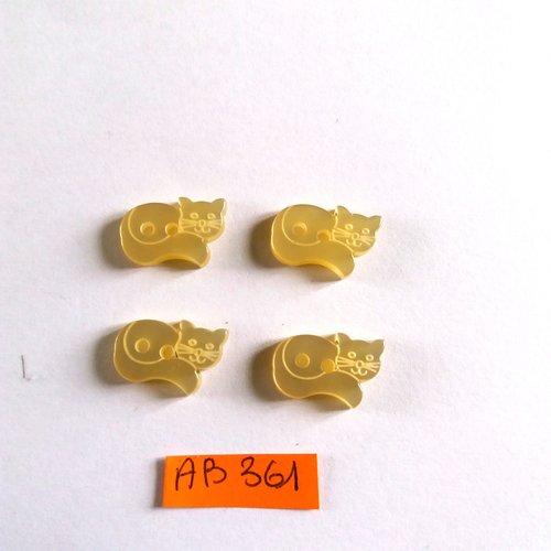 4 boutons en résine beige - chat - 18x12mm - ab361