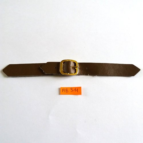 1 bouton brandebourg en cuir marron et métal doré - 16cm de long - ab311