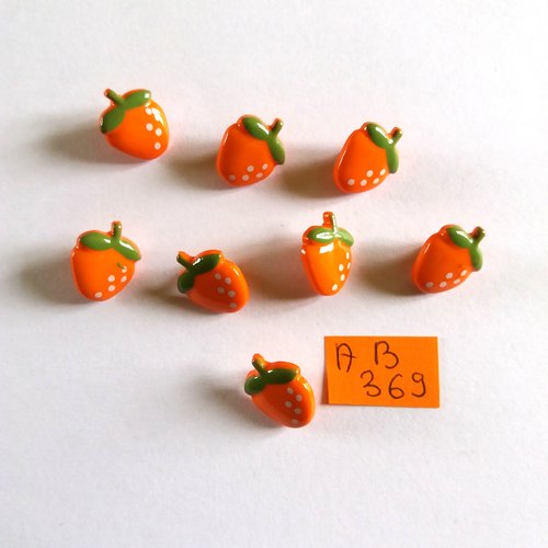 7 boutons en résine orange - fruit - 11x14mm - ab369