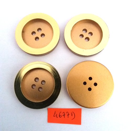 4 boutons en résine doré - vintage - 34mm - 4677d