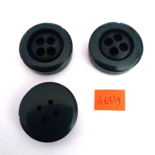 3 boutons en résine vert - vintage - 31mm - 4683d
