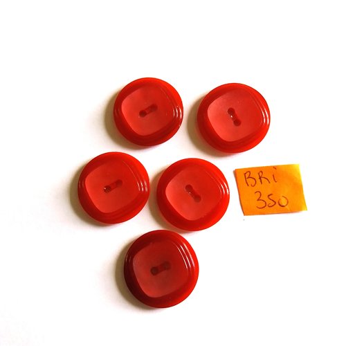 5 boutons en résine rouge - 22mm - bri350