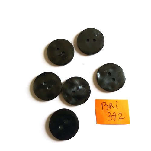 6 boutons en résine gris foncé - 18mm - bri372