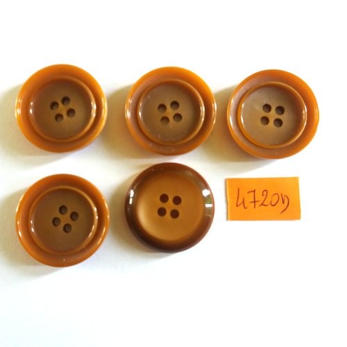 5 boutons en résine marron - vintage - 26mm - 4720d