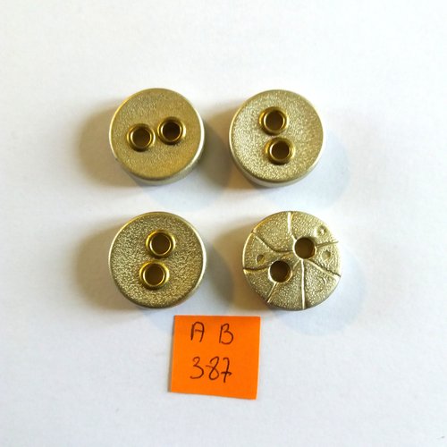 4 boutons en résine argent et métal doré - 20mm - ab387