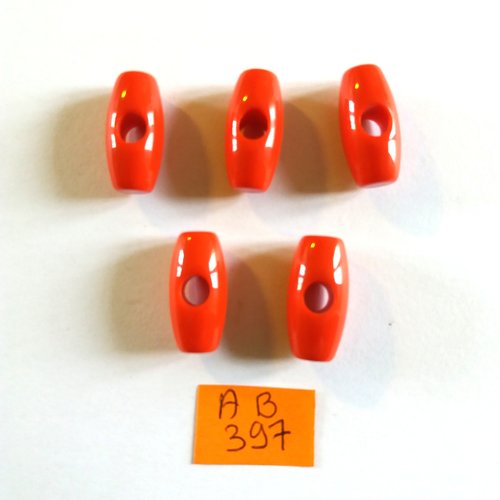 5 boutons brandebourg en résine rouge - 20x15mm - ab397