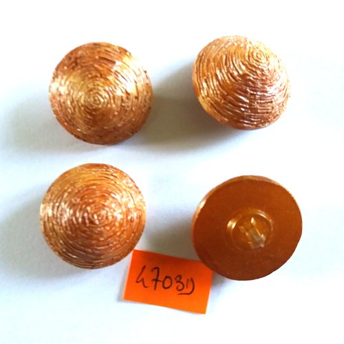 4 boutons en résine marron - vintage - 26mm - 4703d