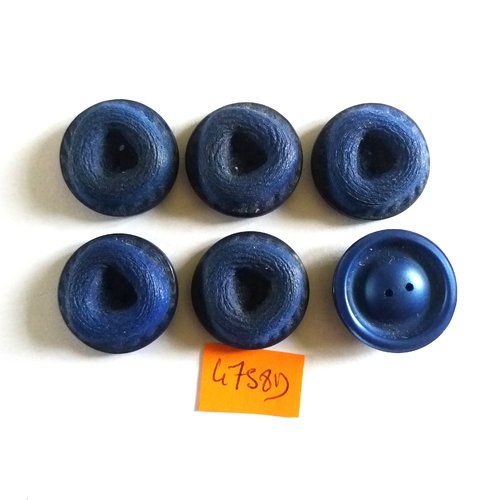 6 boutons en résine bleu - vintage - 22mm - 4758d