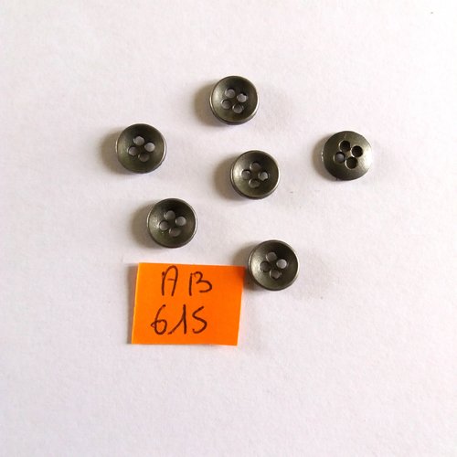 6 boutons en métal argenté - 9mm - ab615