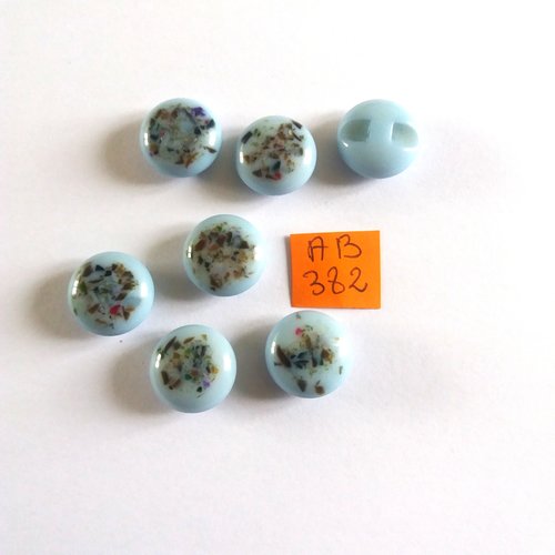 6 boutons en résine bleu et multicolore - 15mm - ab382