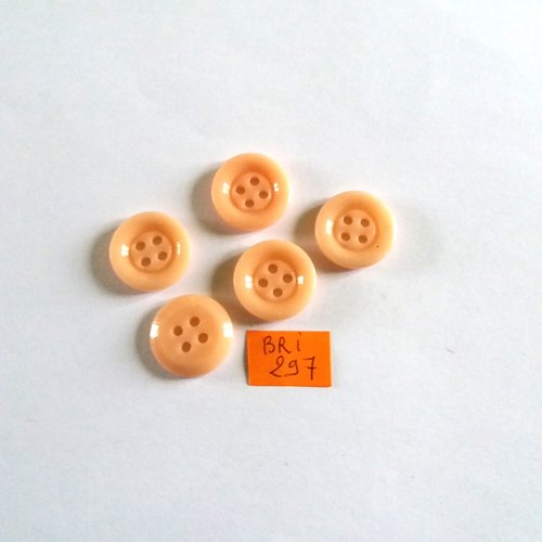 5 boutons en pate de verre rose - 19mm - bri297