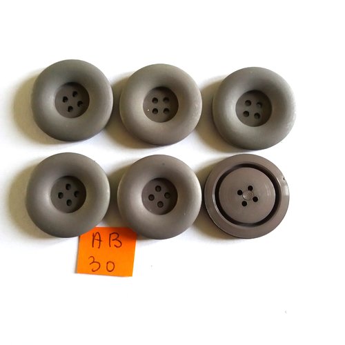 6 boutons en résine gris - 27mm - ab30