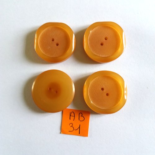 4 boutons en résine orange - 27mm - ab31