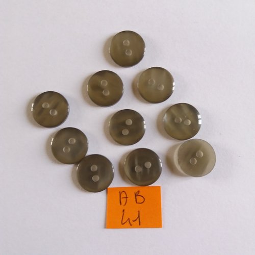 10 boutons en résine gris - 14mm - ab41